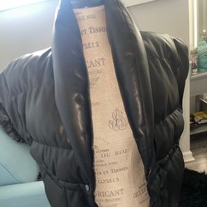 Petite Faux Leather Puffer Vest